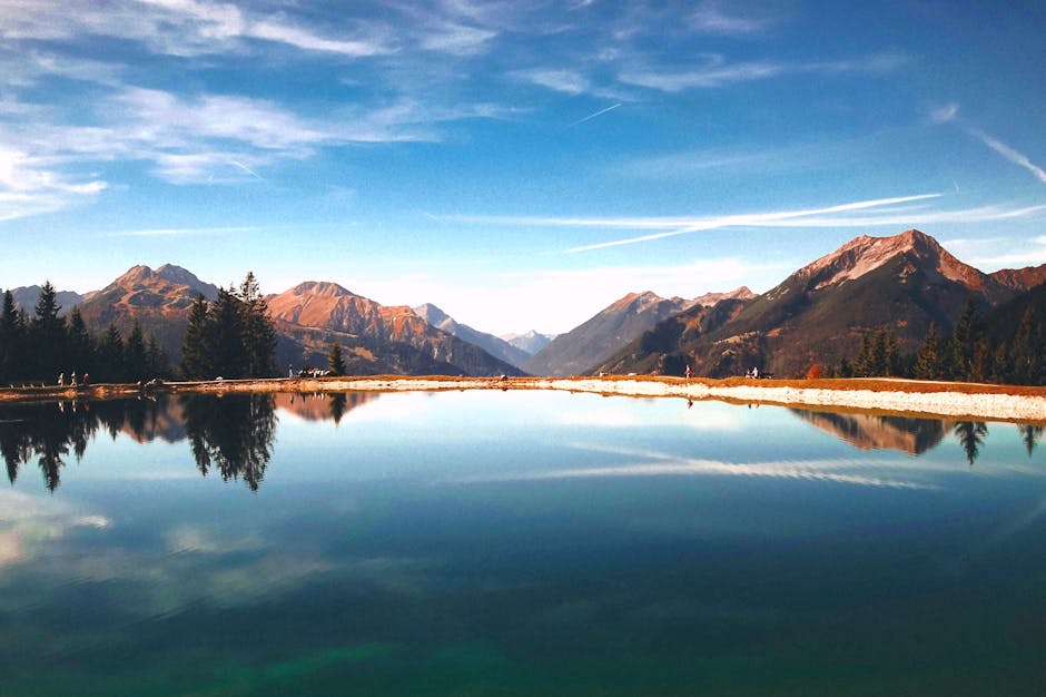 High perspective mountain lake