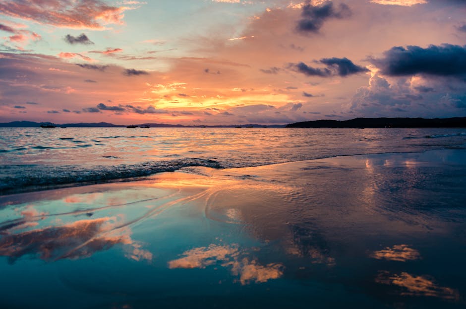Calm future horizons and sunset beach