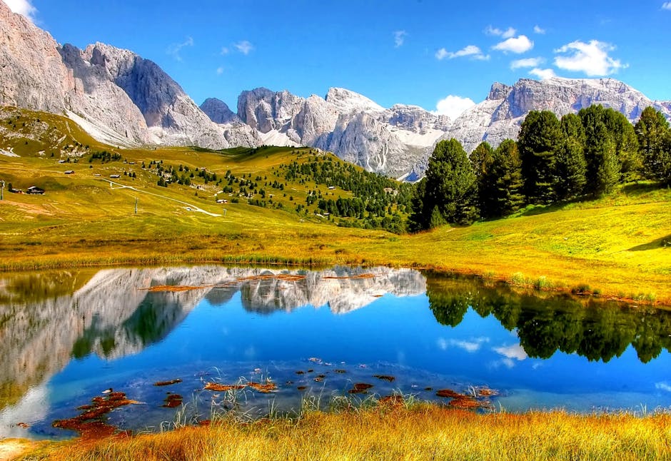 Vibrant mountain lake